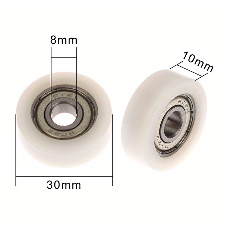 TEMU 1pc 608 ZZ 8 X 30 X 10Mm Rodillo de Nylon POM Tipo Rueda, Rodamiento 608ZZ en POM, de Rodamiento de Rueda de Plástico