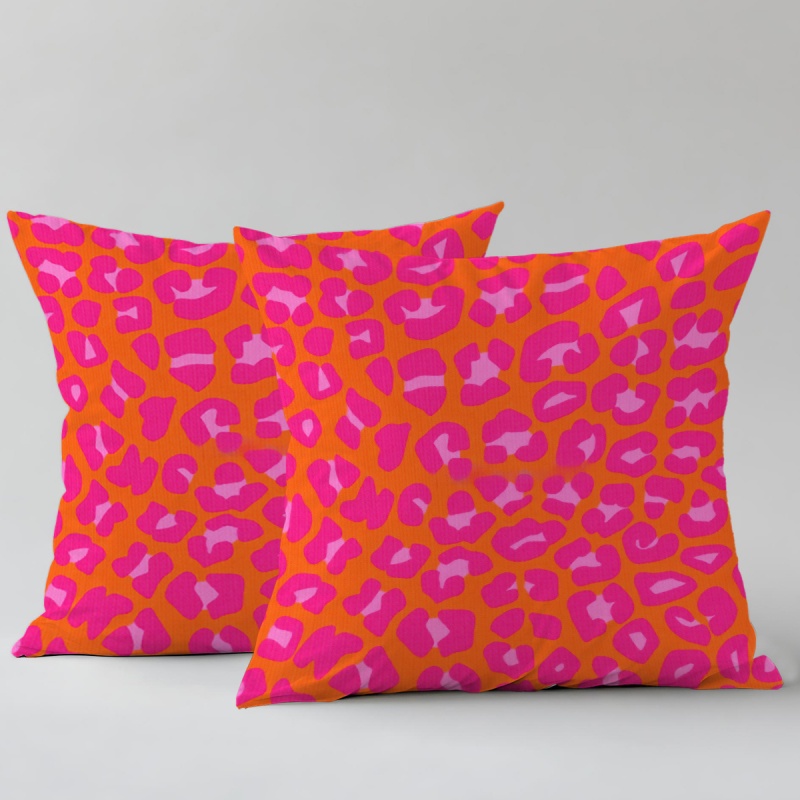 TEMU 2pcs, Color-block Leopard Print Pillow Covers, Trendy Individual Style Home Decor Pillowcases, Gift For Family, , Zipper Closure Cushion Covers,
