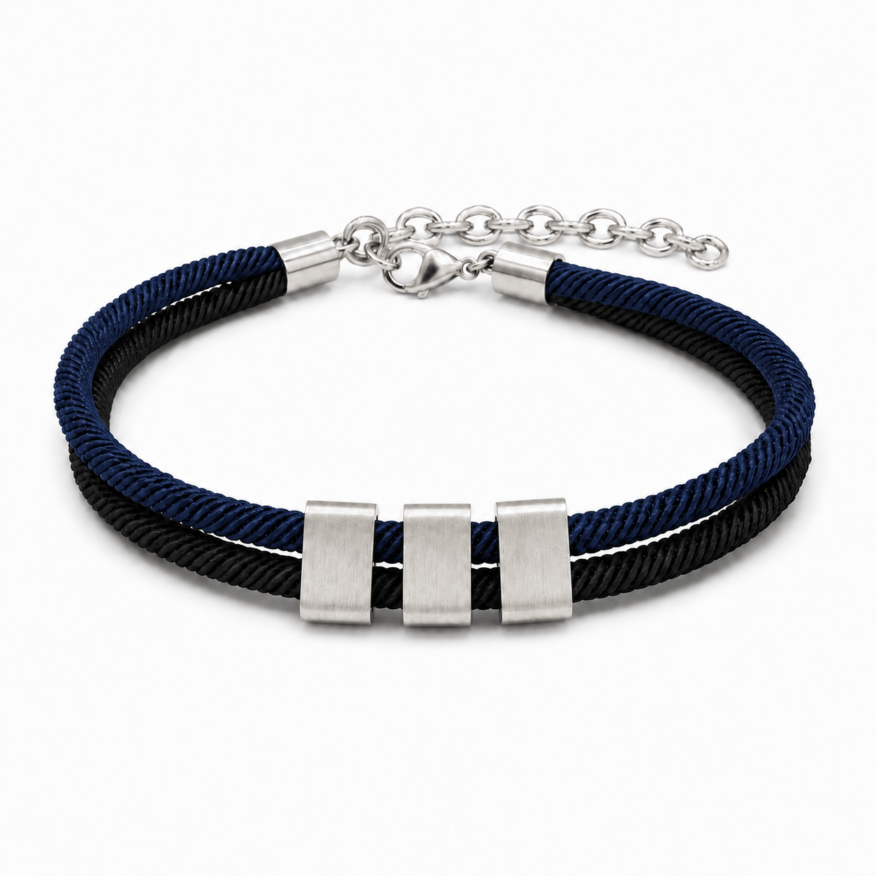Personalized Engraved Name Bead Bracelet with Double Cord