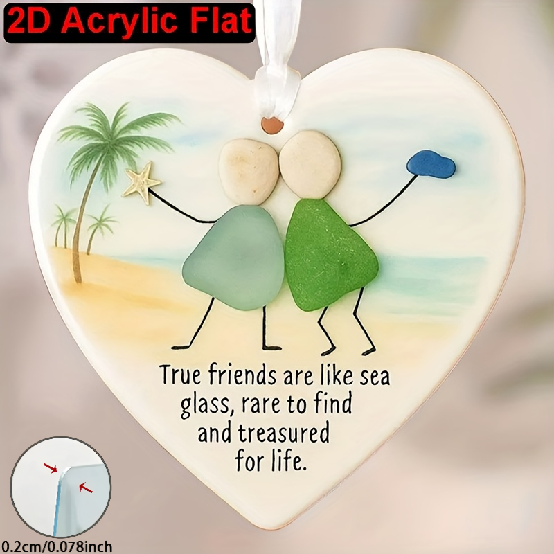 TEMU Pendentif Suspendu en Acrylique de Cœur 2D Plat, 1 pièce - , Convient pour la Décoration de , du Bureau, du Jardin avec Boucle de Suspension,