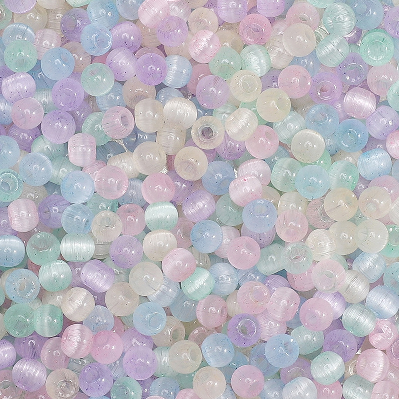 97pcs Mixed Glass Beads In Cat-, Measuring 4mm In Blue, Pink, Yellow, And Green, Perfect For Jewelry Projects, Including Necklaces, Crafts, And Bead Embroidery Random Color