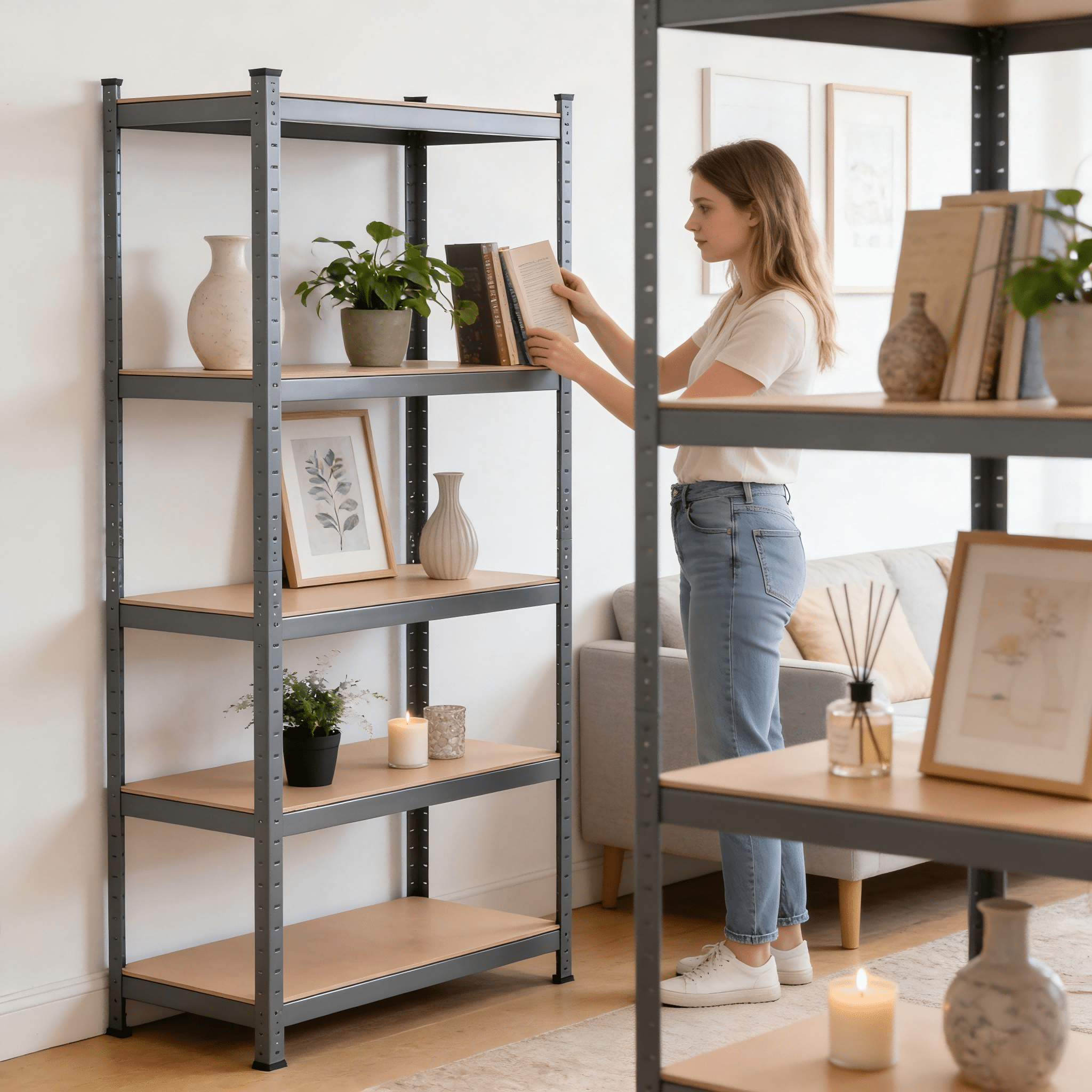 TEMU Large 5-tier Storage Unit, Garage And Shed Organizer Rack – Quick Assembly, 180x90x40cm & 150kg/shelf Capacity – Rack For Home, Office, Library,