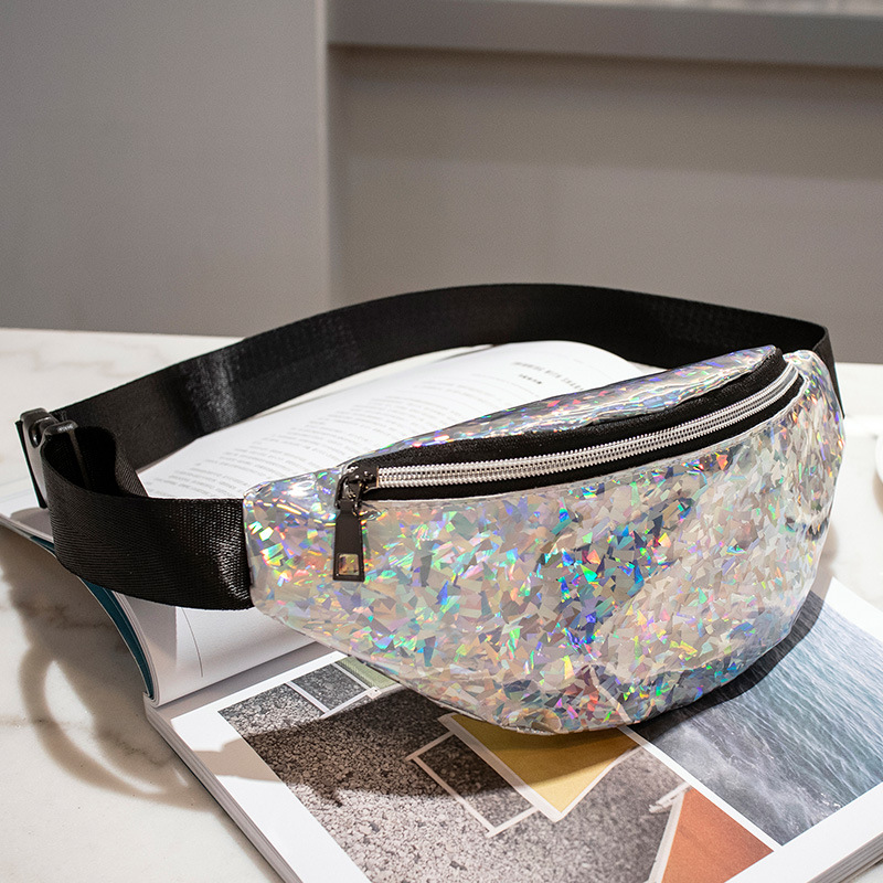 Image of A Stylish And Minimalist Women's Waist Bag With Sequins, Featuring A Trendy Glass Design