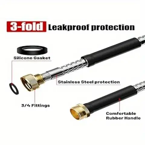 heavy duty 50ft 100ft extra long garden hose leakproof rust proof outdoor hose with nozzle lightweight flexible for lawn yard washing standard 3 4 connectors yard maintenance durable construction reinforced material property owners Product details 2