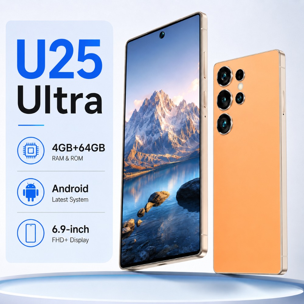 the 2026 u25 ultra smartphone has a screen size of 6 9 inches features facial recognition technology   with 4gb 64gb of storage space and is   with a touch pen and headphones   an ideal gift for holidays or birthdays Product details 6