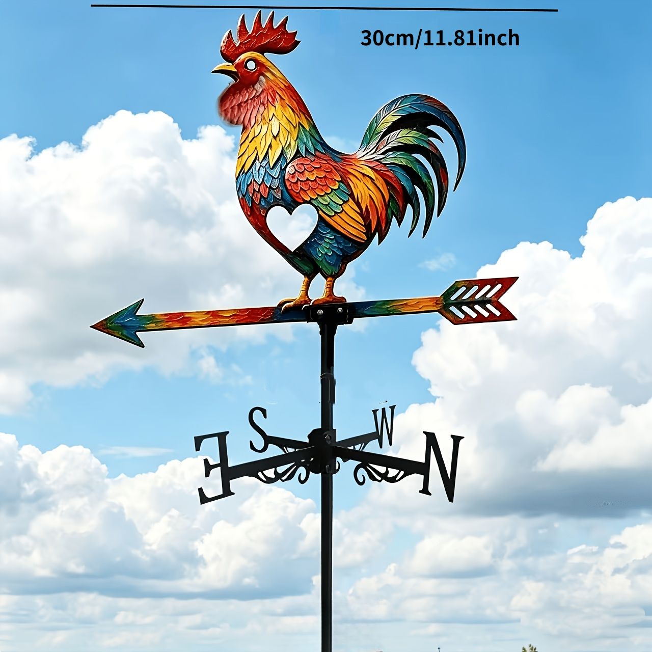 1pc Colorful Rooster Weathervane - Outdoor Wind   Indicator with Rooster & Hen, Durable Plastic Barn Farm Decoration Suitable for Garden, Patio, Fence Post,   Wind   for Christmas Gifts, Housewarming Gifts for &