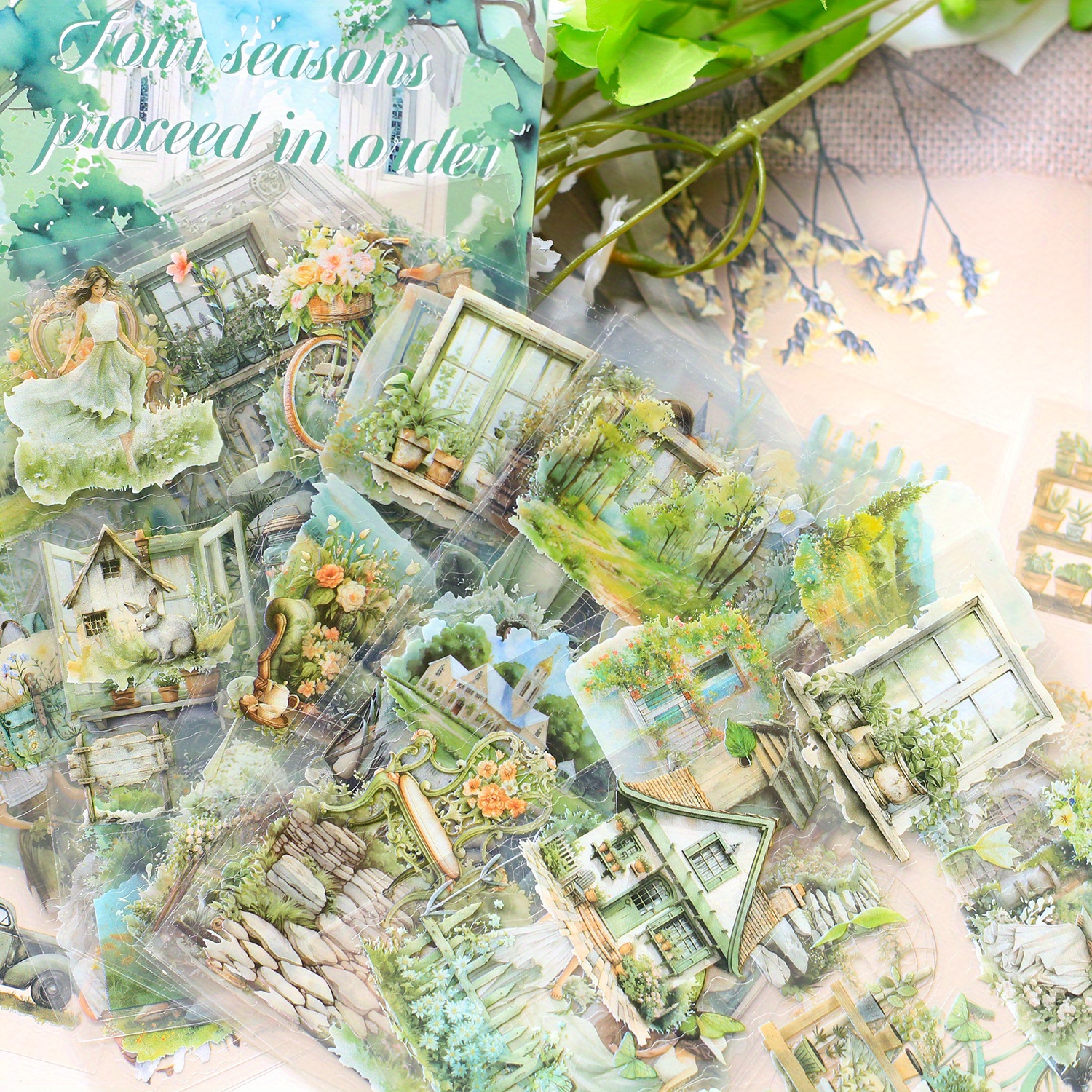 20 Sheets Vintage PET Stickers for Journaling and Scrapbooking