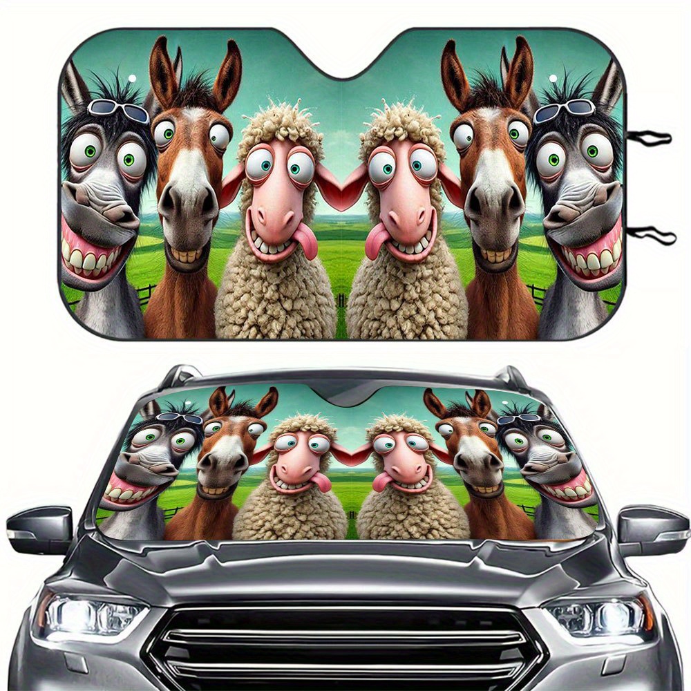 TEMU 1pc Car Windshield Sun Shade With & , 57.09x27. Foldable Fit For Suv & Rv Windshields, Includes 2 Suction Cups, Uv Protection & Heat Reduction,