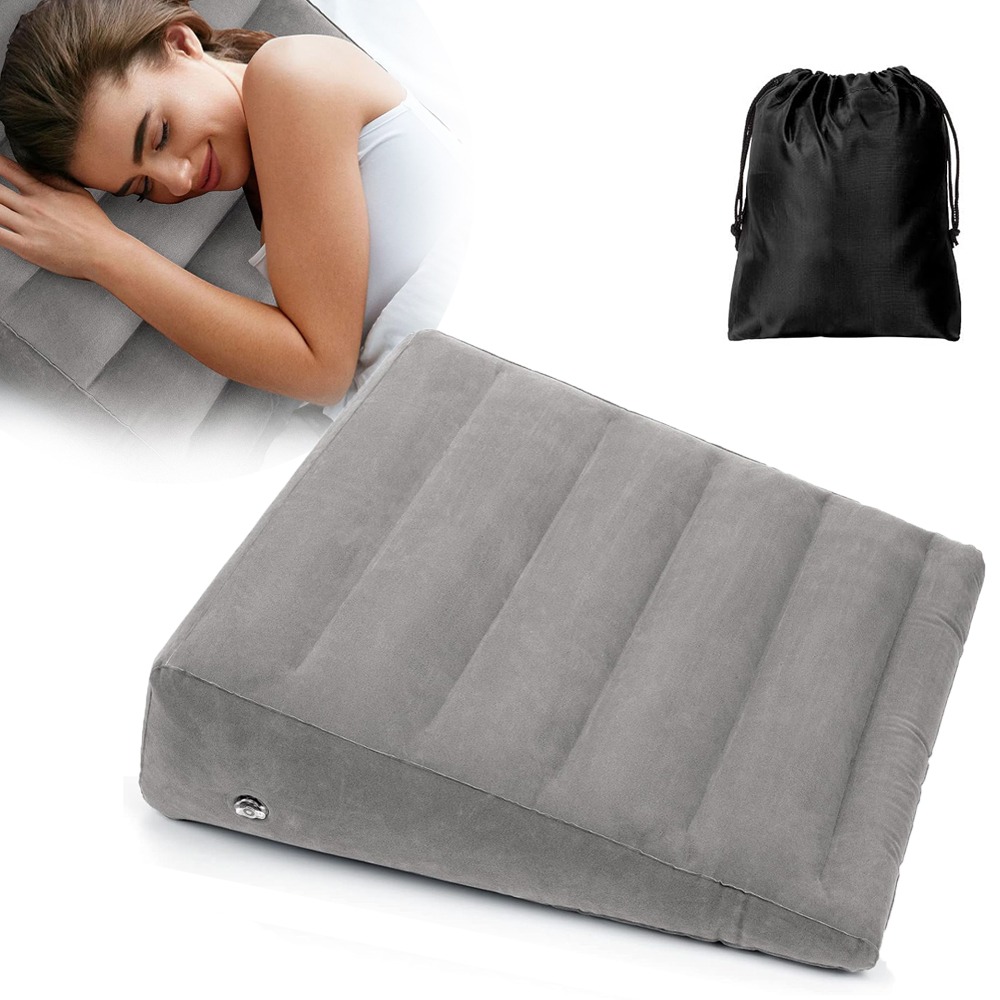 Portable Inflatable Wedge Pillow For Sleeping, Travel Wedge Pillow For Sitting In Bed, Inflatable Wedge Pillows For Travel, Pillow For Under The Knees