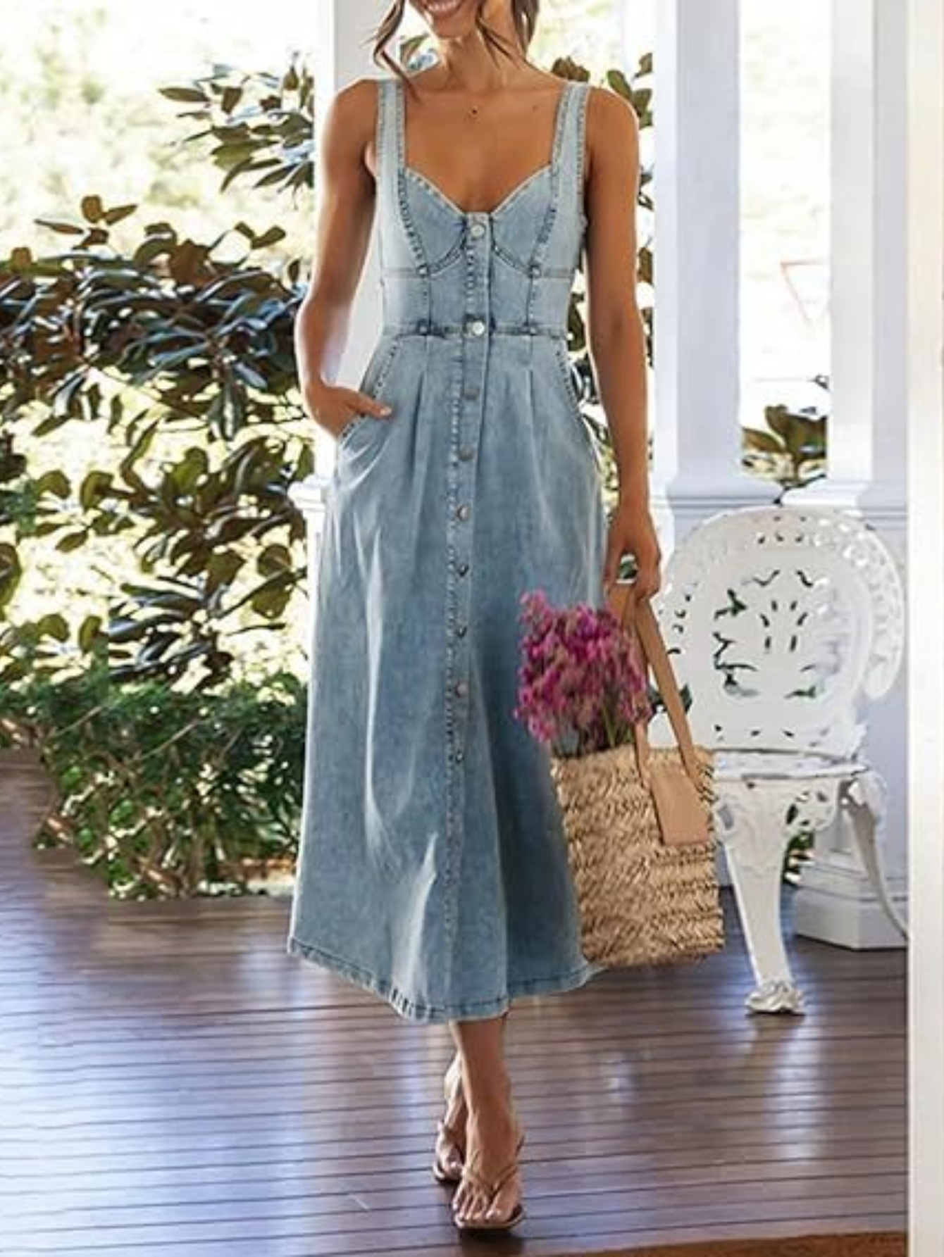 overall knee length dress knee length denim overall dress sold on Temu United States