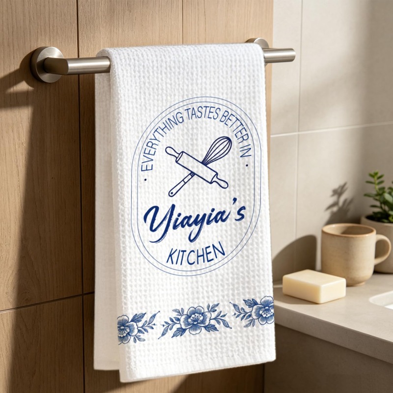 TEMU 1pc Yiayia Greek Grandma Baking Kitchen Towels Suitable For Washing Dishes, Countertop Cleaning, Hand & Tea Towels - Absorbent Reusable Dish