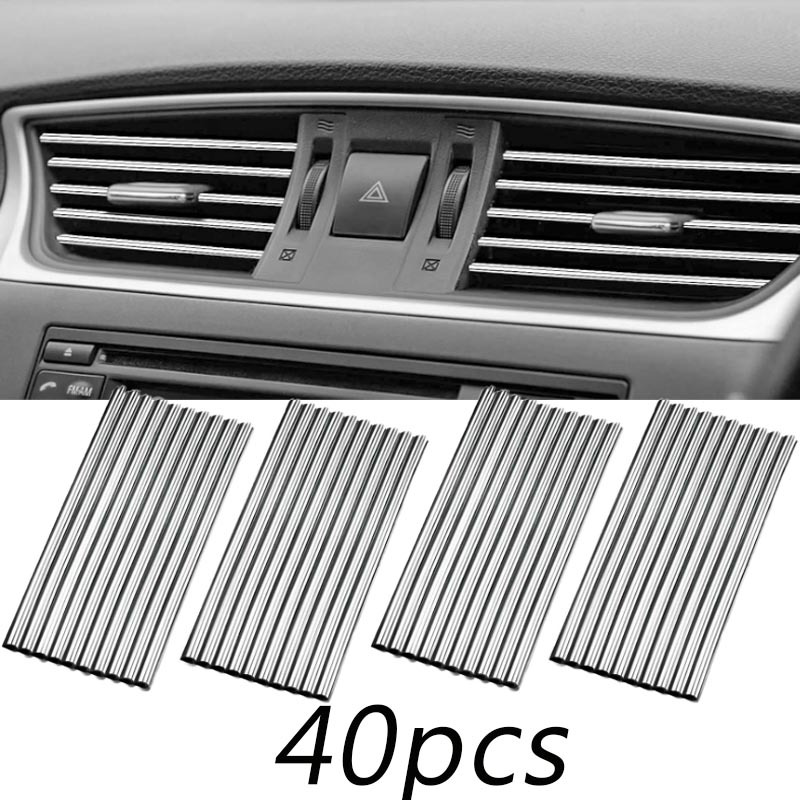E-shop Lüftungsgitter-Zierleiste für Auto, DIY dekorativer verchromter PVC-Innenraumleistenstreifen, passend für vollständig gerade Lüftungsgitter –