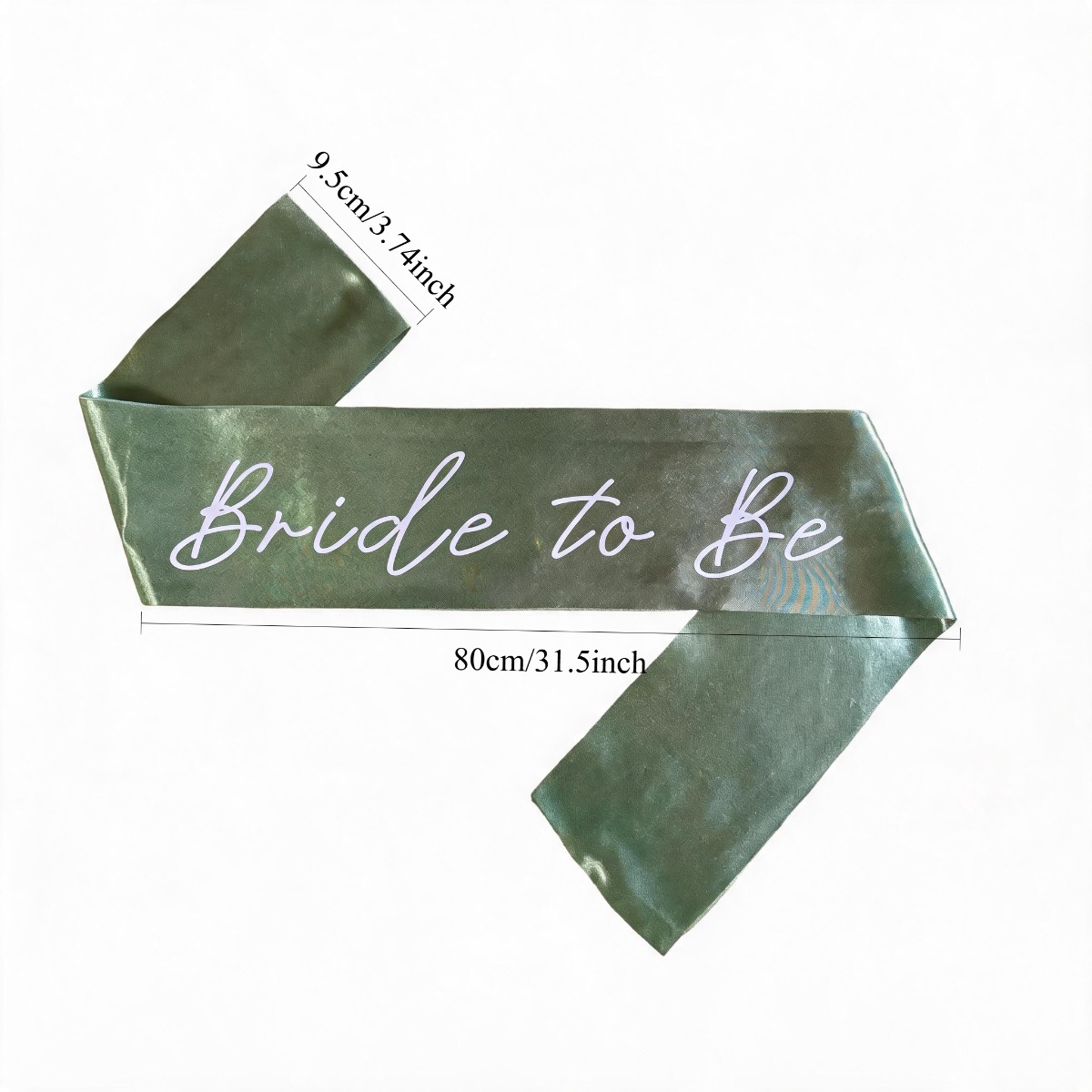 TEMU 1pc Sage Green Satin Bride To Be Sash With White Cursive Lettering, Bachelorette Party Shoulder Sash