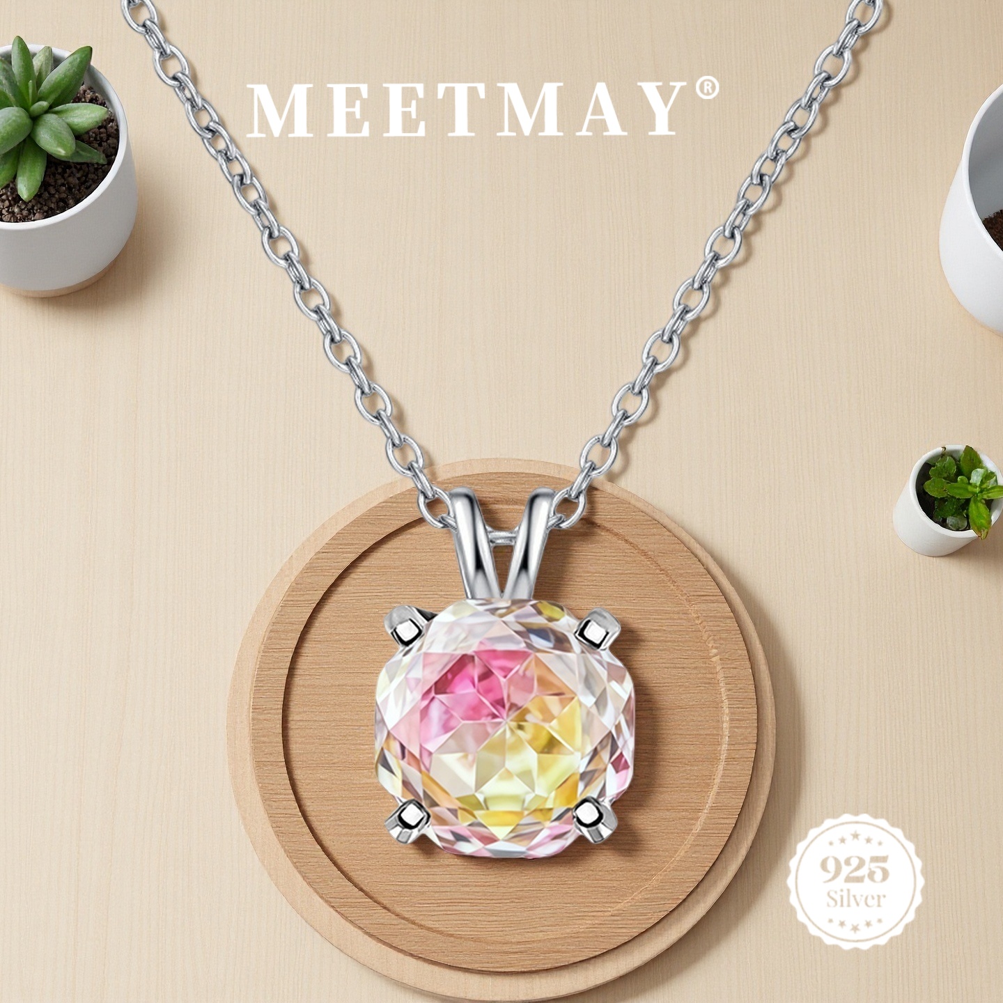 18K Plated S925 Silver Sleek Pendant Necklace with Zircon