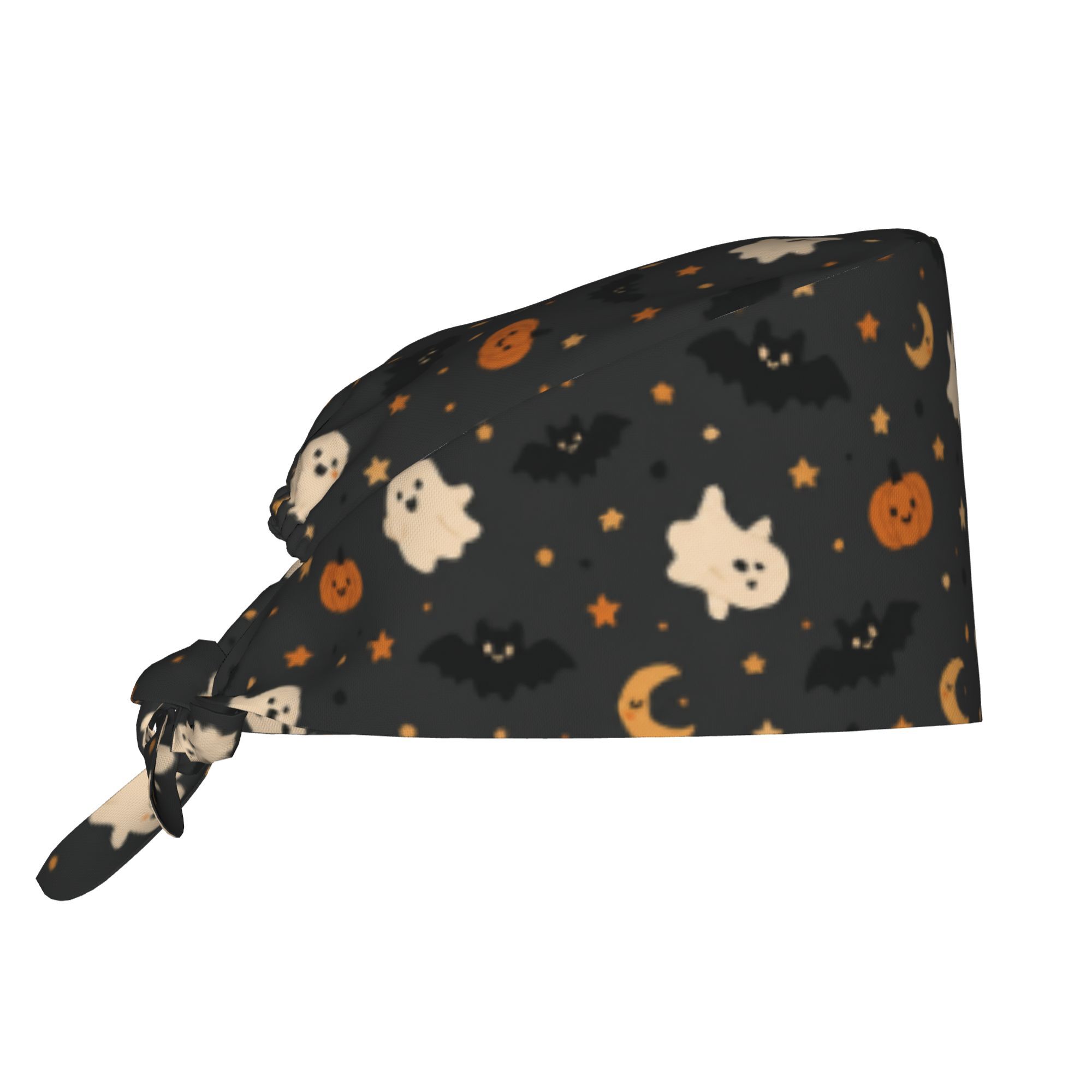 TEMU 1 pz Unisex Regolabile con Lacci Posteriori e Stampa Pipistrello e Zucca - Cappellino da Lavoro e per Costumi di Halloween, Uniformi, Feste a