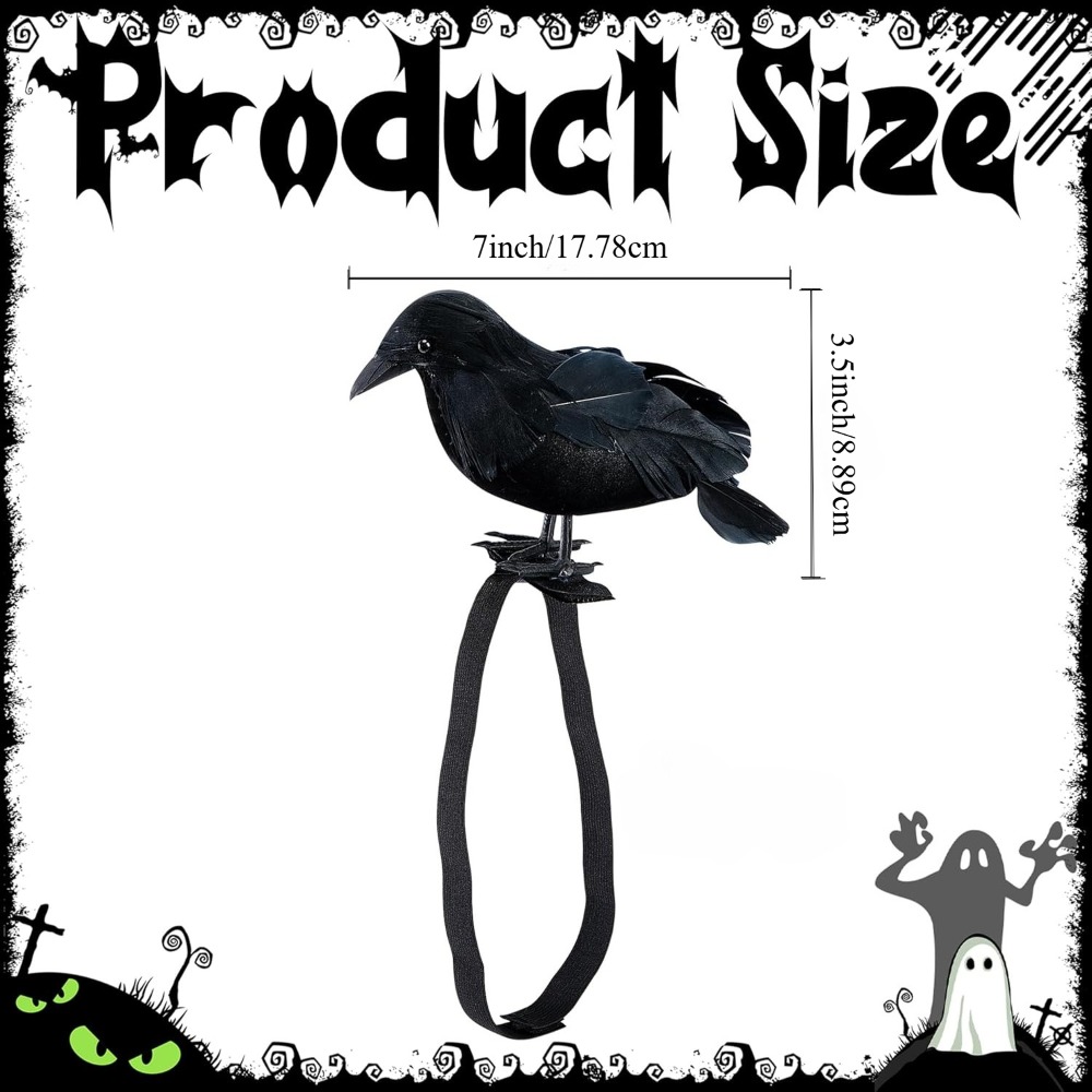 18cm For Halloween Shoulder Crow Ornament, Realistic Crow Statue With Shoulder Strap, Suitable For Halloween Costume Parties