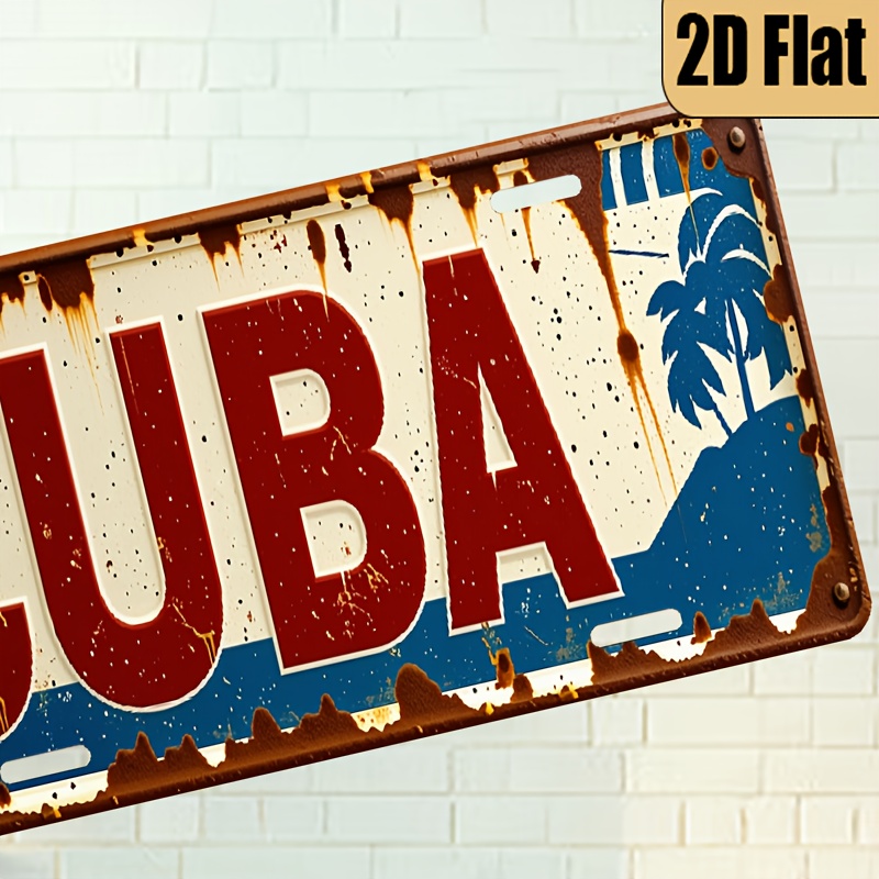 TEMU Decorative Use Only, 1pc 2d Flat Decorative Vintage Style Aluminum License Plate "cuban Style" Themed Decorative License Plate Vintage Aluminum