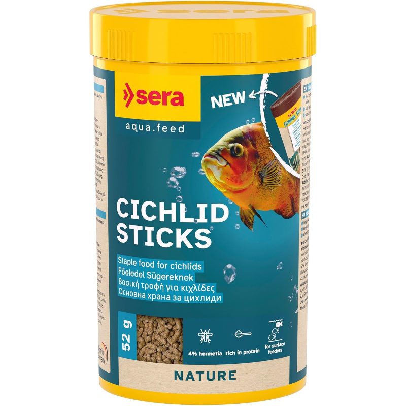 Cichlid Sticks, Staple Food Cichlids, Floating Sticks with A High Amount of Valuable Proteins and Fatty Acids, for Freshwater Aquariums, 250ml (52g)