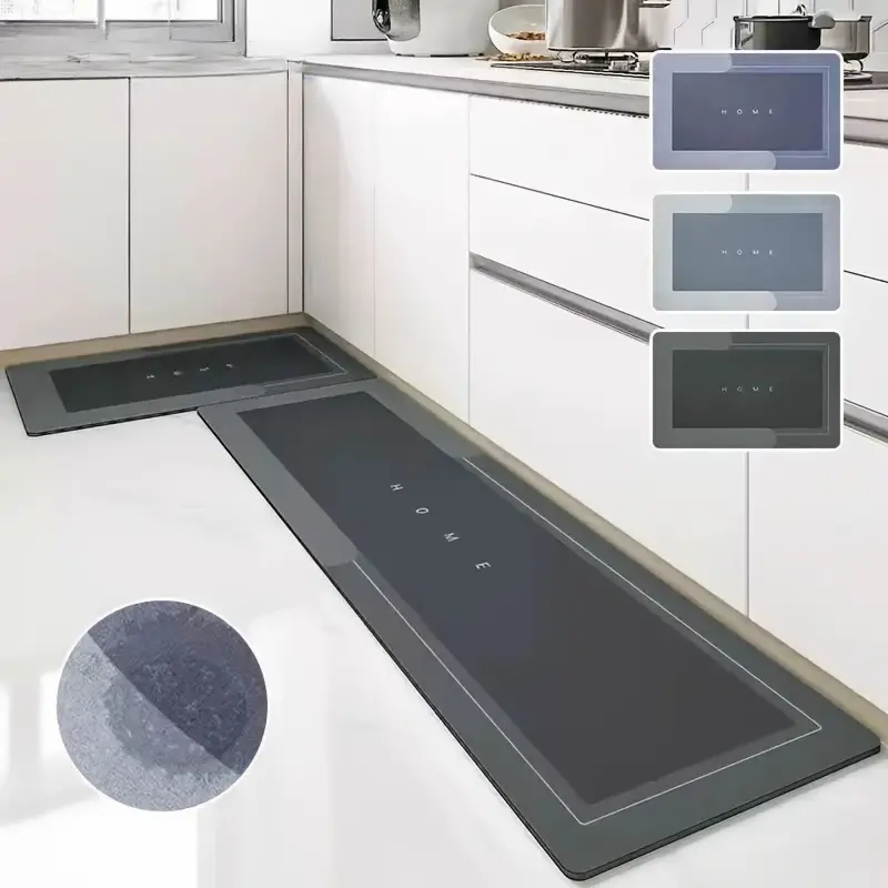 2pcs super absorbent diatomaceous bath mats anti slip fast drying durable polyester fabric with rubber backing machine washable for bathroom living room kitchen floor protection bath mats for bathroom floor sleek mat design antislip mat backing Product details 0