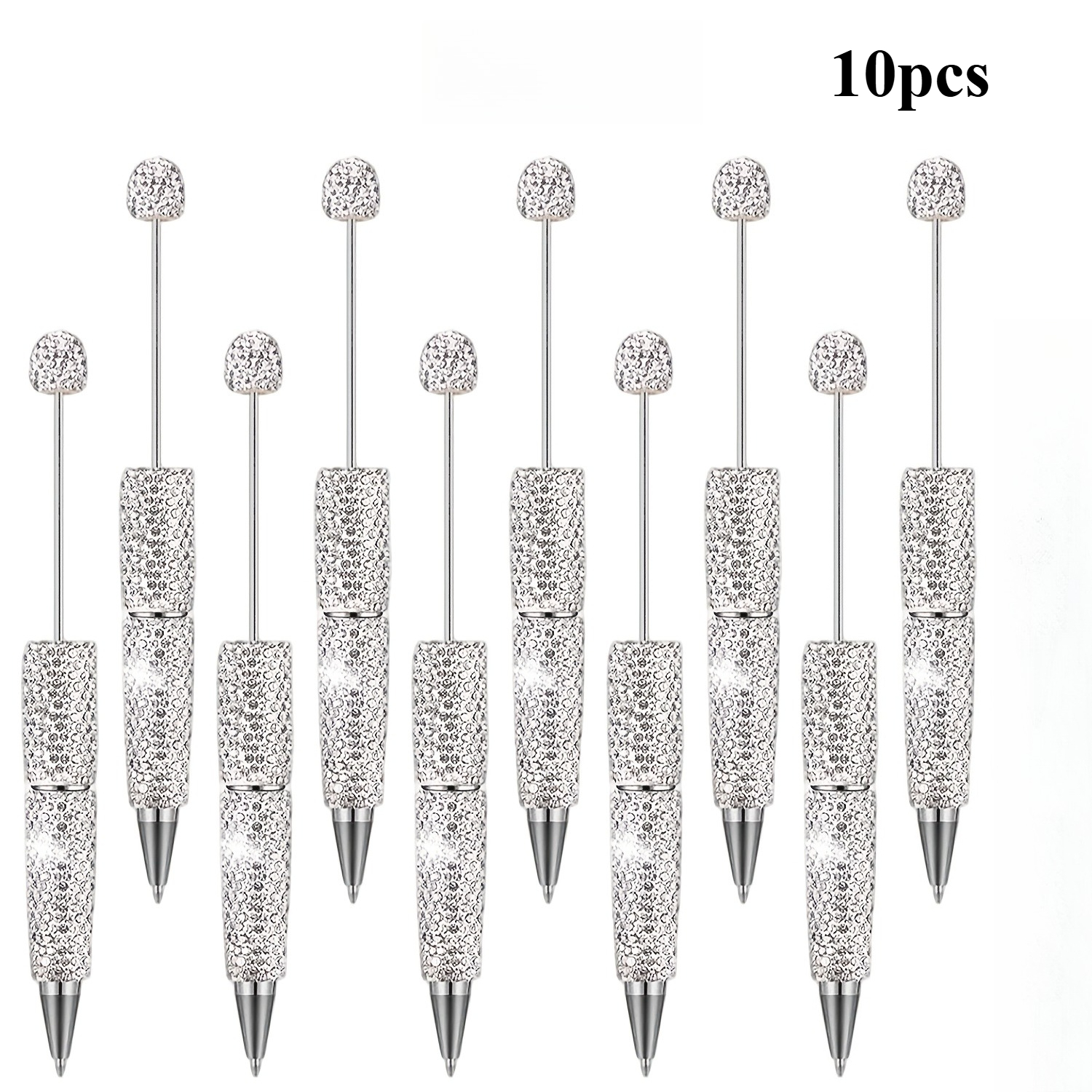 TEMU 10pcs Diamonds Beaded Pen Sets, Drill Fashion Full Bead Pen, Diy Handmade, Creative Writing Instruments, Hand Pen, Ball-point Pen, Shiny Color
