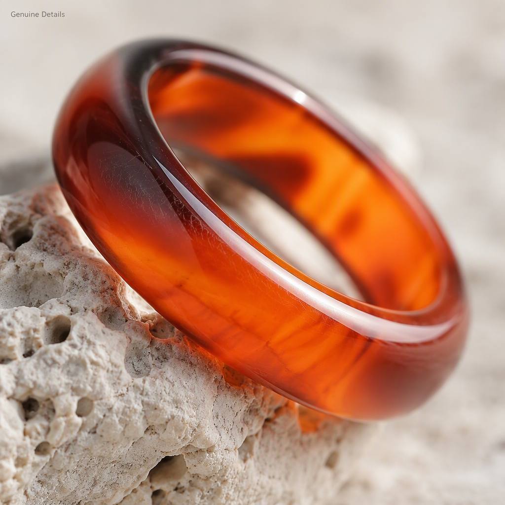 Women's Marbled Amber Tone Stackable Band Ring