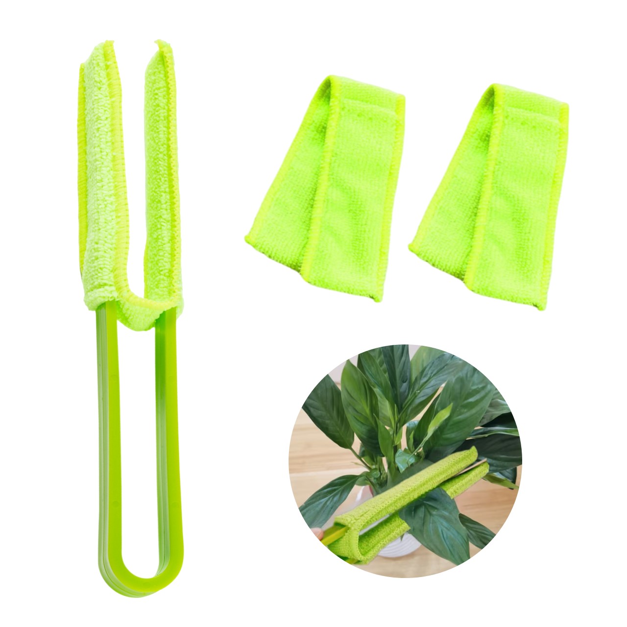Image of 4pcs Reusable Cleaning Set With Cleaning Stick & 3 Replaceable Heads, Handheld Cleaning Brush, Leaf Cleaner Tool, Cleaning Tool