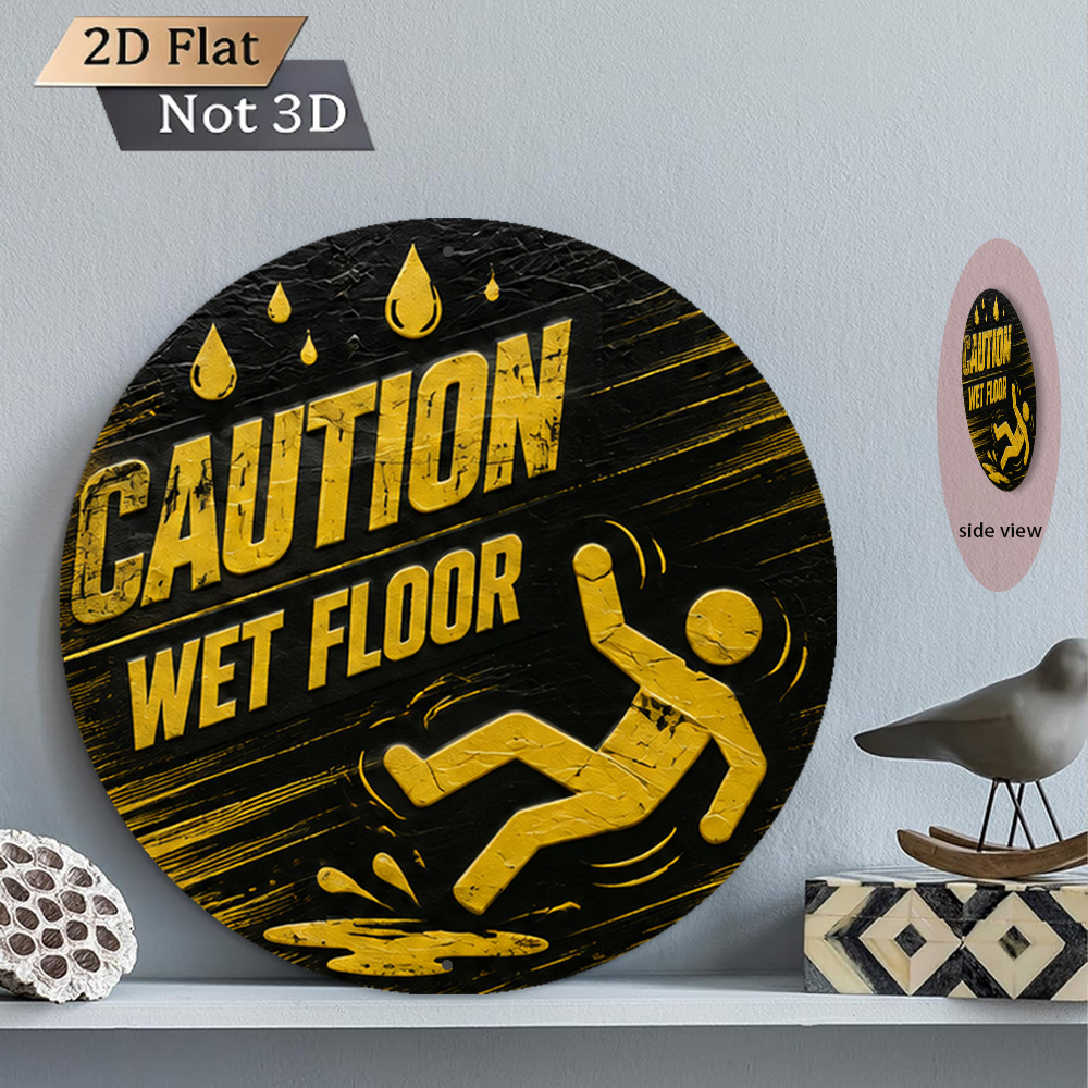 2d flat 1pc 2d flat 8x8 inch 20x20cm retro round aluminum plaque safety warning retro   wall sign falling man and   vintage metal wall art for kitchen bathroom holiday gift 2d flat