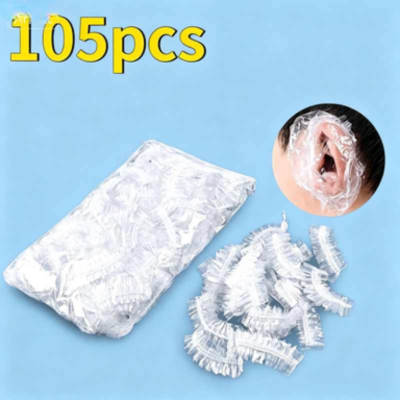 TEMU 105 pezzi di protezioni per orecchie elastiche monouso, spesse e trasparenti, per dei capelli, doccia, lavaggio, spa, , delle orecchie,
