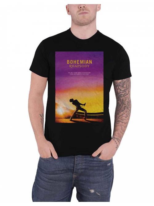official t shirt queen movie logo freddie new mens black size