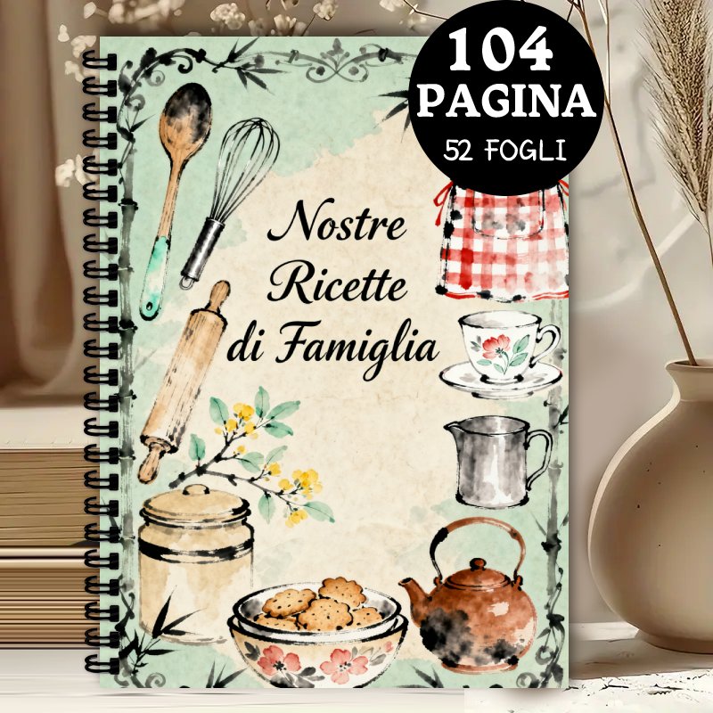 TEMU 1pc Italian Recipe Book, 1pc 104-page Blank Kitchen Notebook, Spiral Binding, Perfect Gift For Family Chefs, Record Your Recipes, Watercolor