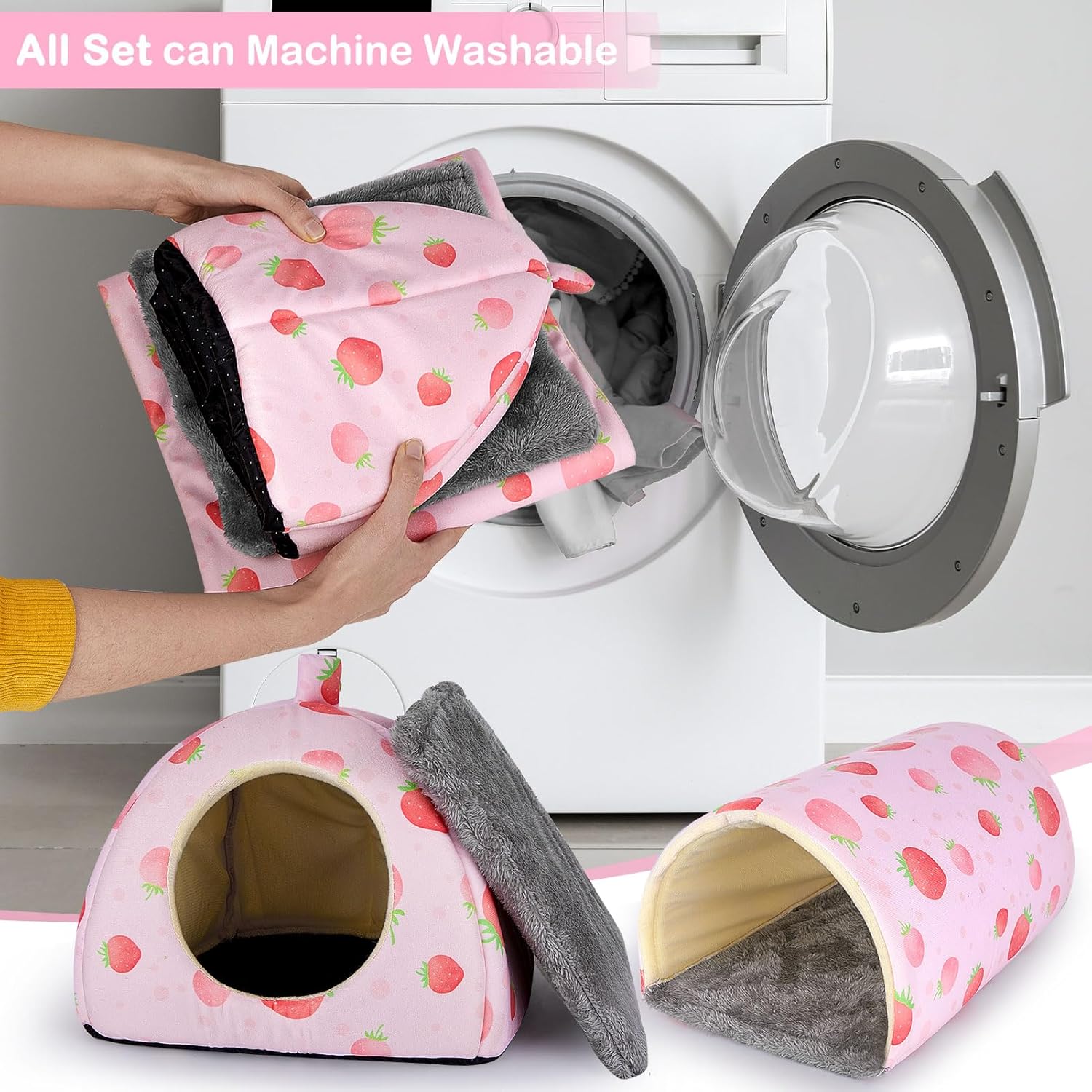 Bienbee Guinea Pig Hideout, Washable Guinea Pig Tunnel Set, 2 Pack