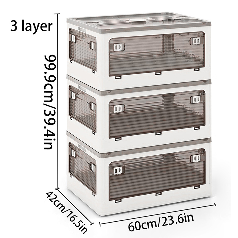 Transparent Stacking Storage Boxes with Side Open Doors