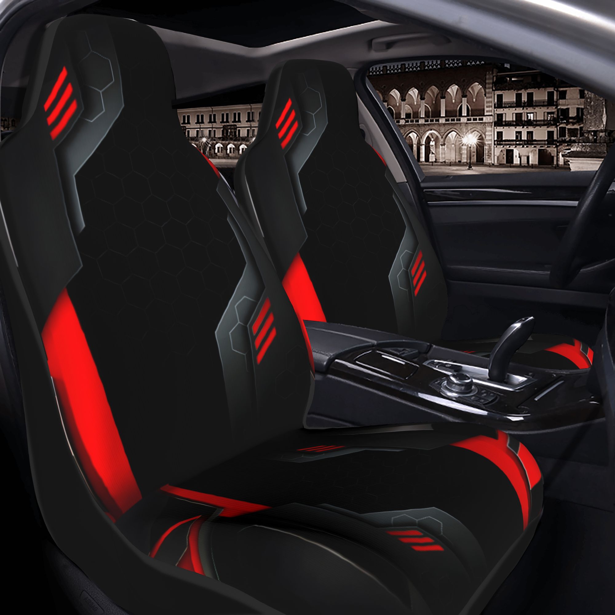 TEMU 2pcs A Design Featuring Patterns Printed Front Seat Covers For Cars - With , Compatible With Cars, Suvs, Trucks, And Various Vehicles. Elevates