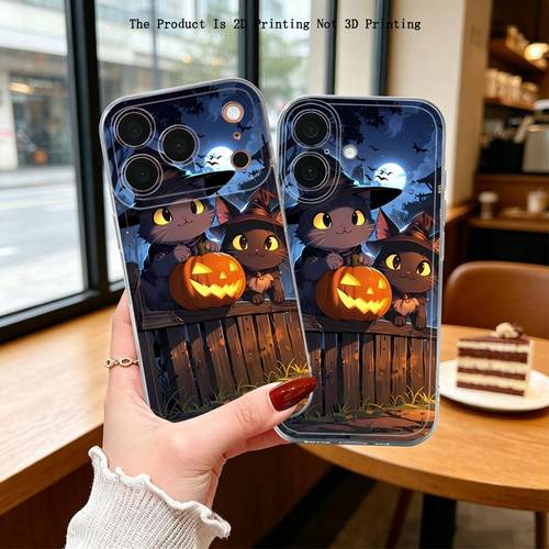 item picture phone case 2d flat case suitable for iphone 17 xr 12 15 plus 14 11 16 pro 8 se x 13 mini air phone cover halloween kitten