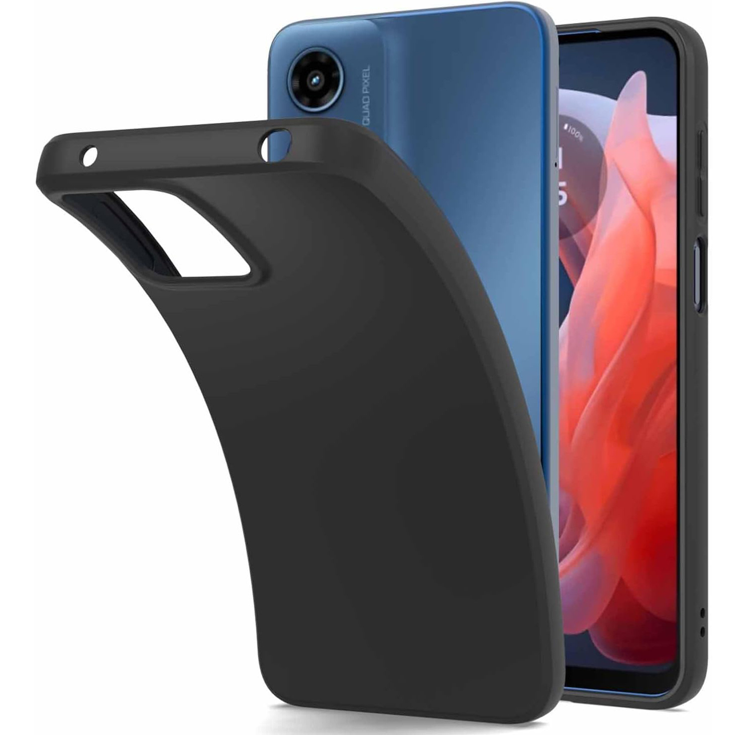 TEMU Coque de téléphone - Coque pour Moto G Play 4G 2024, Coque en silicone souple noire, Anti-rayures et antichoc, Housse de protection pour
