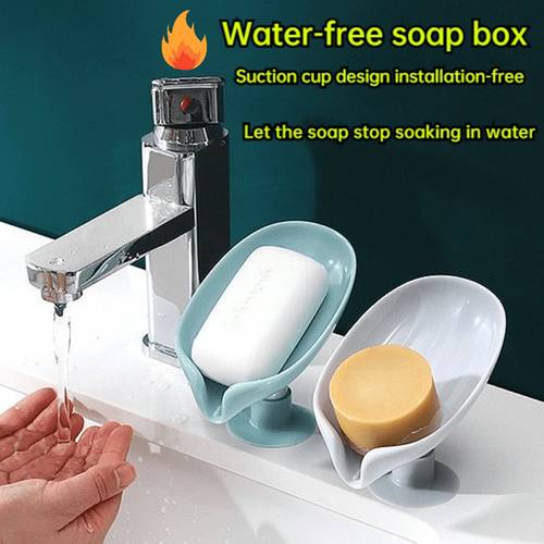 1pc leaf shaped self draining soap dish quick drainage anti water random color easy clean hygiene soap holder bathroom shower tub sink mothers day housewarming gift christmas present