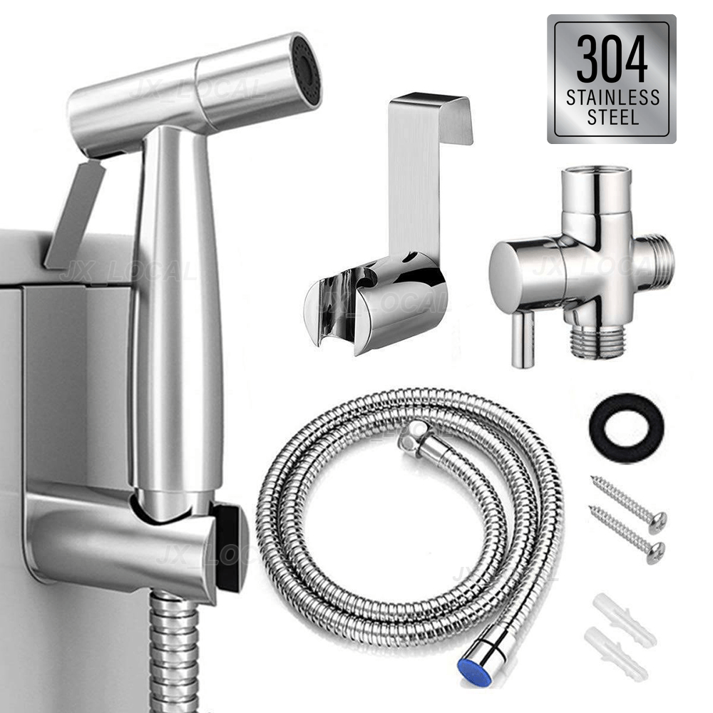 TEMU Toilet Bidet Sprayer With Faucet Splitter, 150 Cm Hose And Hook, Bathroom Sink Spray Nozzle, Handheld Toilet Spray Gun, A Must-have For Home