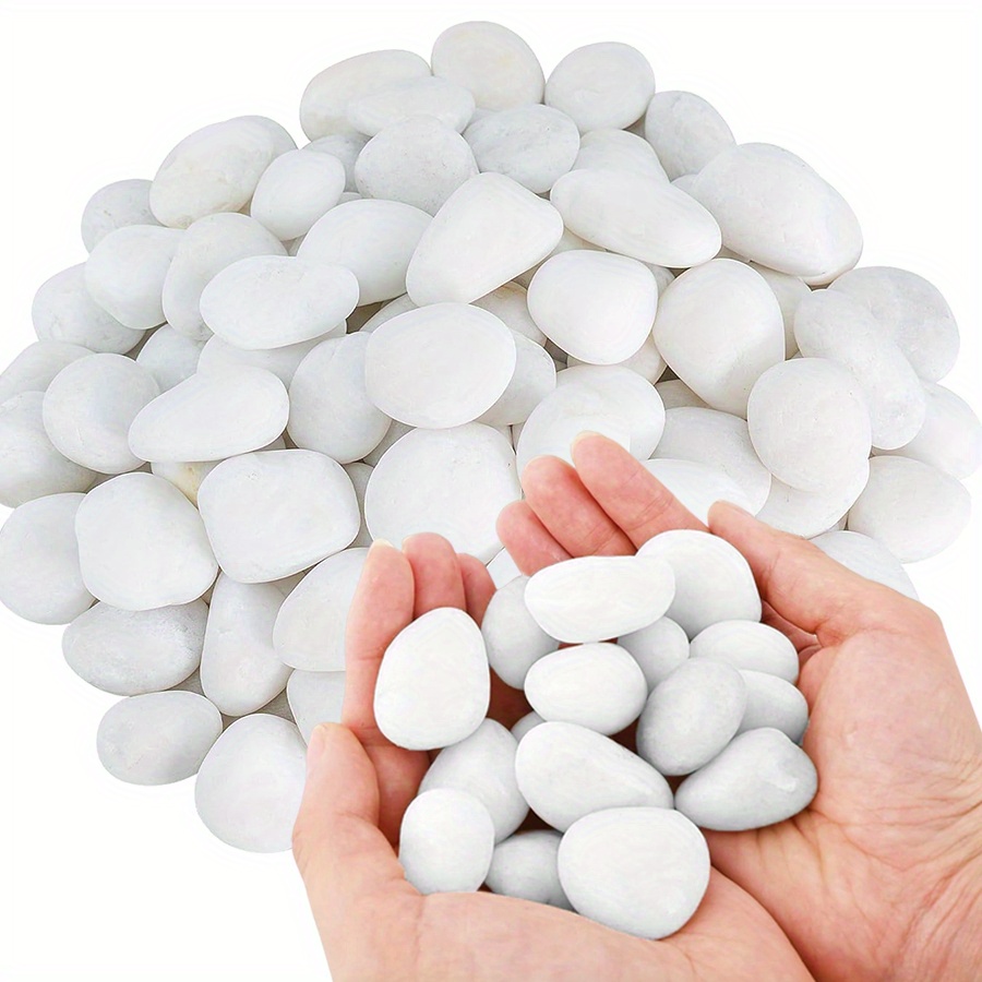 250 Gramos de Guijarros Blancos Brillantes Naturales de 2-3 Cm, Perfectos para Decorar Patios, Jarrones de Plantas, Peceras, Acuarios y Exhibiciones Hortícolas