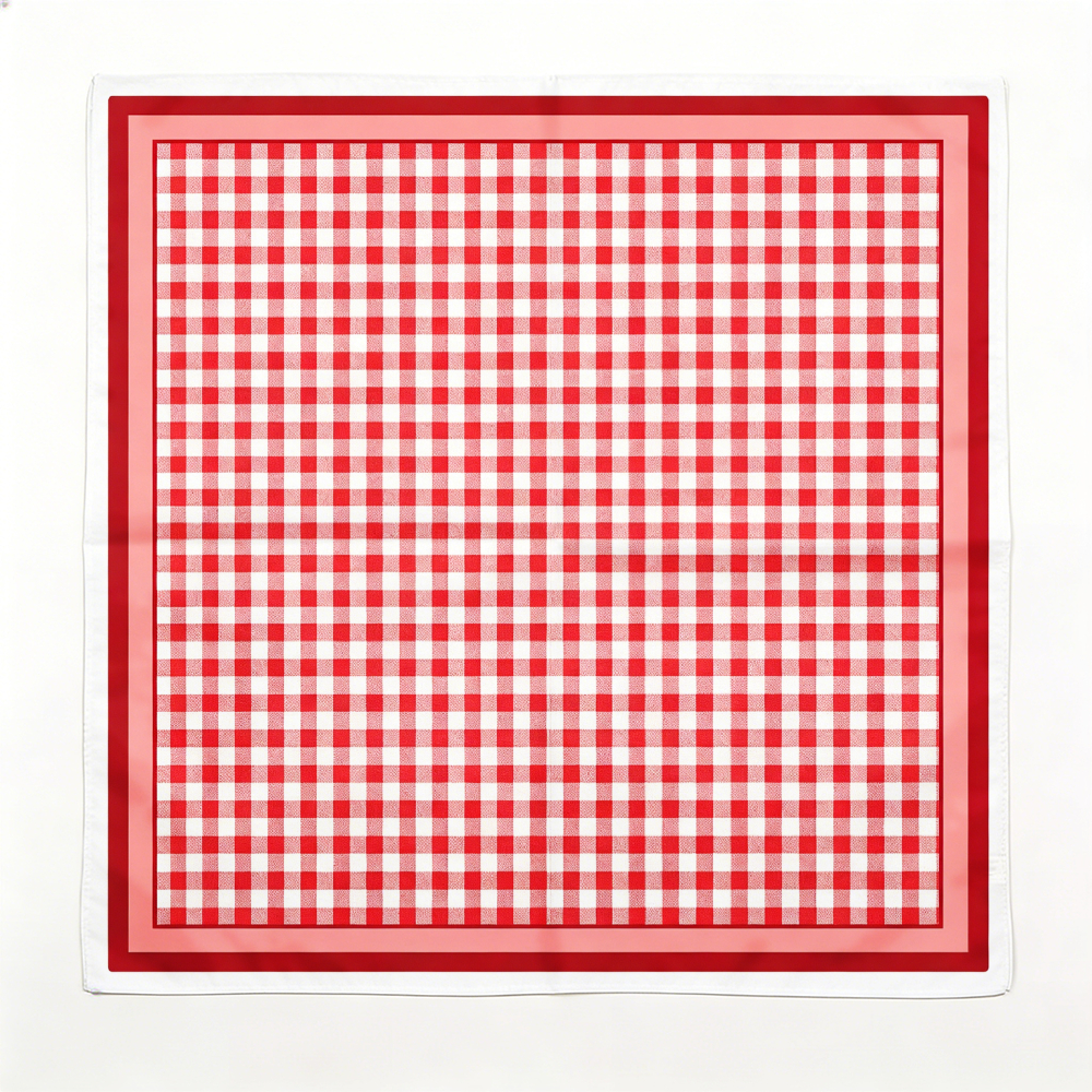 TEMU Multifunctional Printed Square Scarf, Red And White Checkered Pattern, Summer Square Scarf/headscarf, Holiday Gift, Beach Headscarf