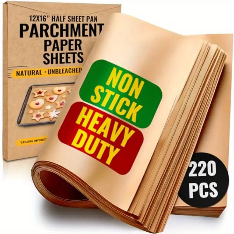220pcs 12x16 inch parchment paper baking sheets non stick unbleached no curling or burning non toxic convenient packaging for baking pastries and more convenient packaging nonstick surface baking supplies Product details 0