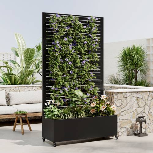 metal planter box with trellis raised garden bed with 4 wheelstrellis privacy screen for climbing plants vegetables vines