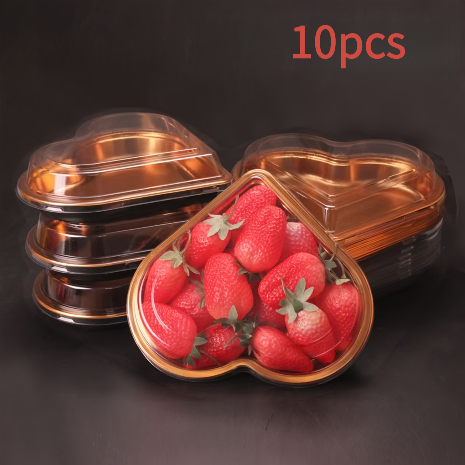 10pcs Heart Shaped Serving Trays With Lids, Leakproof Catering Platters For Charcuterie& Salads- Wedding Holiday Gift Set