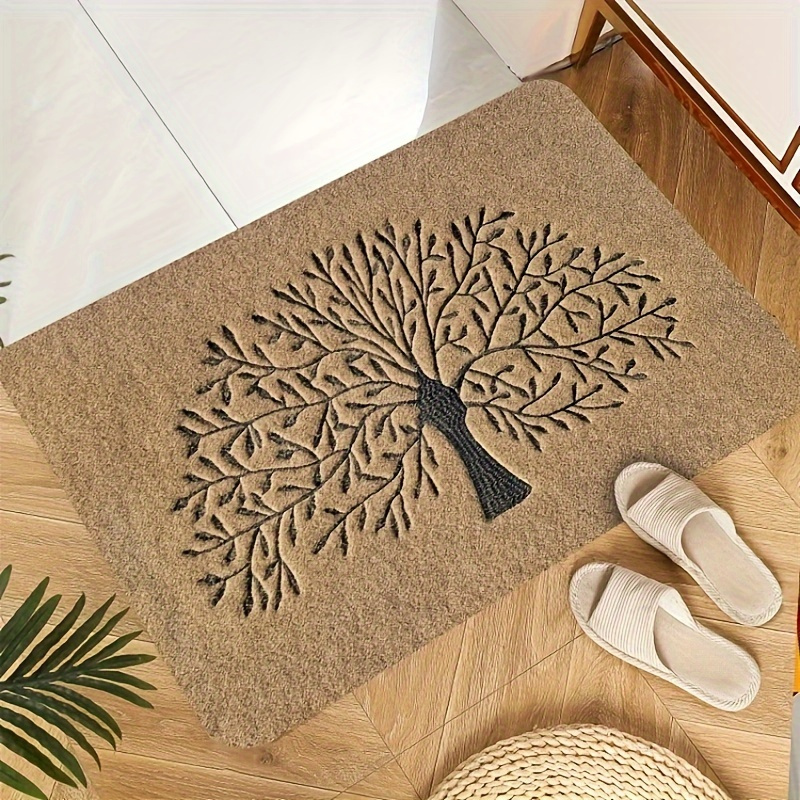 

1pc Tree Of - Machine Washable Polyester Door Mat, Rectangular Easy-clean Entryway Rug For Hallway, Kitchen, Garden, Laundry - Home Decor, 100% Polyester Fiber, Pvc Backing