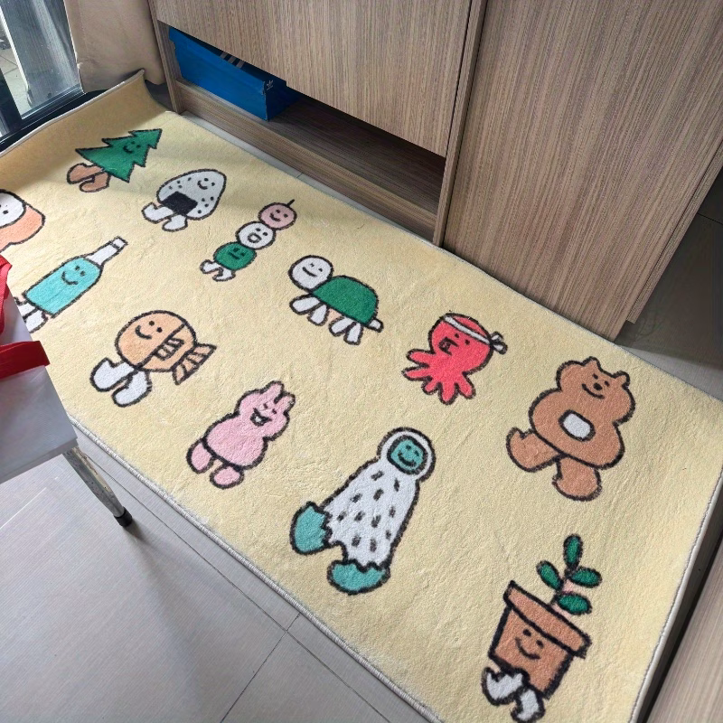 1pc of faux cashmere carpet 1000g m thickened to 10mm suitable for bedroom bedside plush carpet for dressing table non slip carpet mat Product details 2