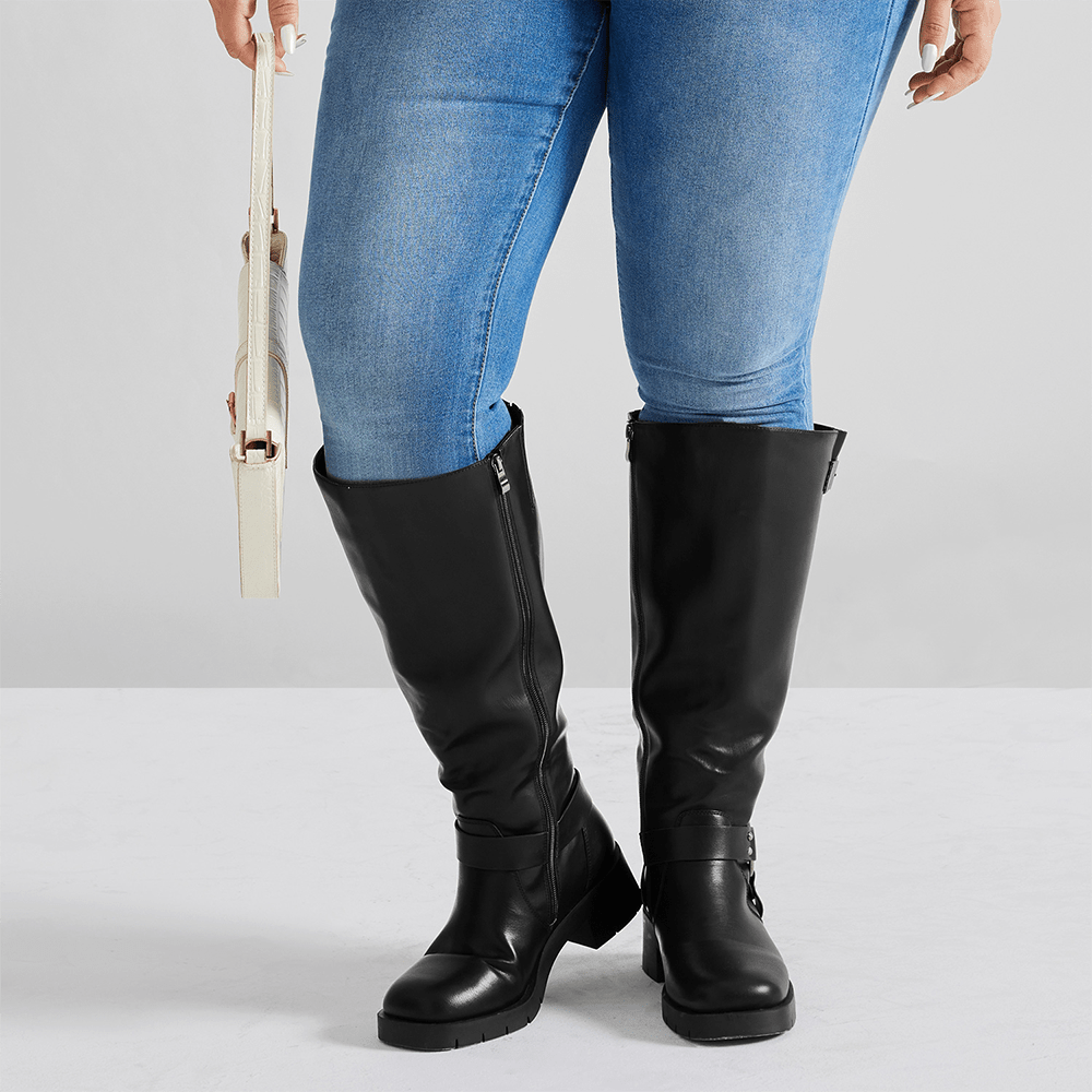 extra wide calf boots women knee high square toe wide width Temu