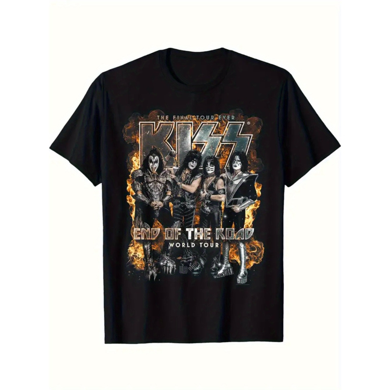 

Kiss "end Of Tour" Men's T-shirt - 100% Cotton, Crew Neck, Regular Fit | Vibrant Flame Design Graphic | Ideal For Casual & Outdoor Rock | Machine Washable,