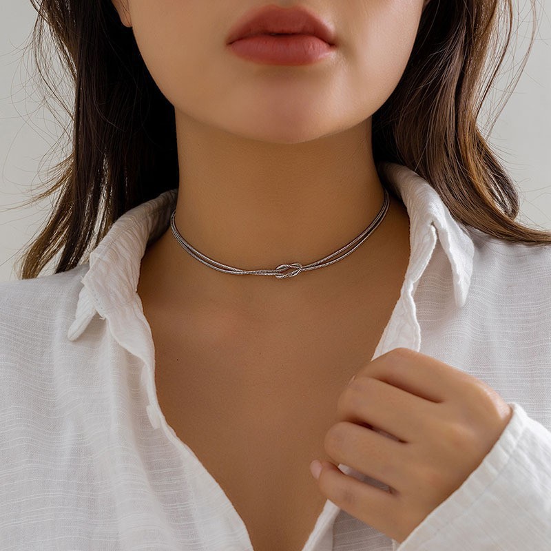 TEMU 1pc/2pcs Steel Couple Necklaces, 304 Stainless Steel With 18k Golden Plating, Twisted Knot Necklaces, Suitable For Daily Wear, Gift For Lovers ,