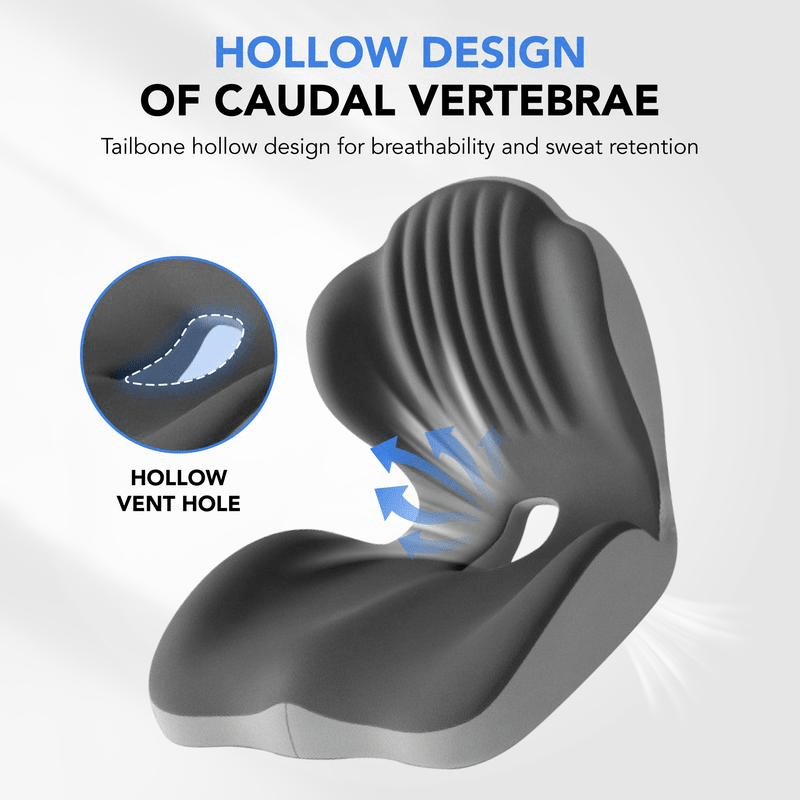 Ergonomic Memory Foam Seat Cushion | Lumbar and Back Support, Office, Stool, Car Seat Cushion, Relieves Back Pain, Reduces Pressure, Perfect Gift for Parents and Friends, Lightweight, Portable, Medium Soft Firmness