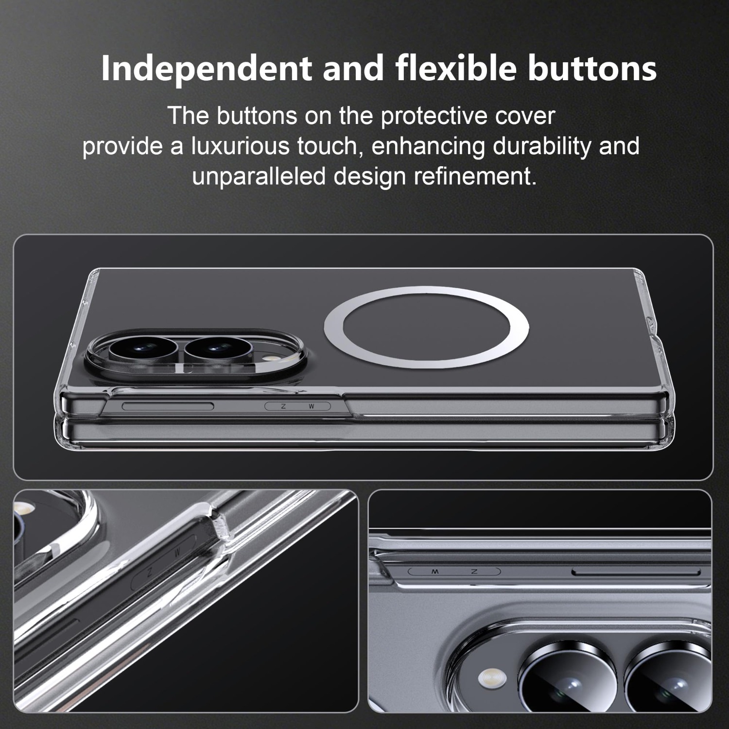 Phone Case: Magnetic Case for Samsung Z Fold8 Phone Case Transparent Case with Rope Holes - Magnetic Clear Slim, Anti-Scratch Ultralight Non-Slip Back for Galaxy Z Fold 8 Case Transparent