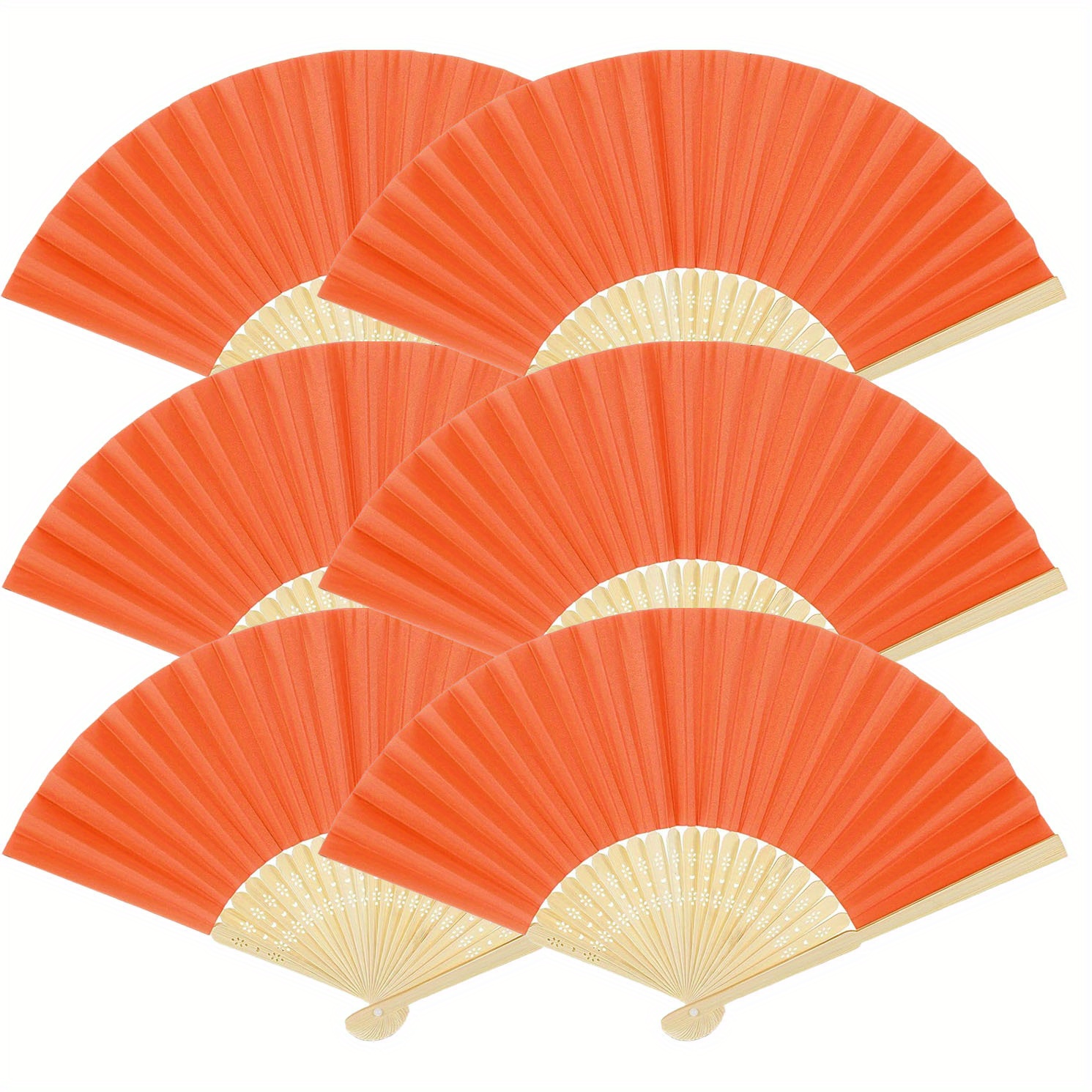 E-shop Set mit 6 faltbaren Bambus-Ventilatoren, für den Handgebrauch. Diese handgefertigten Ventilatoren, inspiriert von japanischen und chinesischen